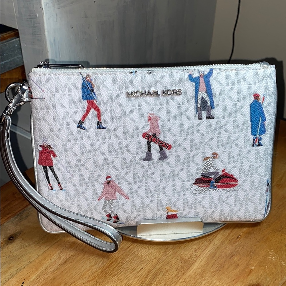 Michael Kors Multicolor Winter Scene Wristlet